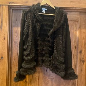 Rabbit fur sweater jacket